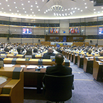 A view from the back of the European Parliament in session